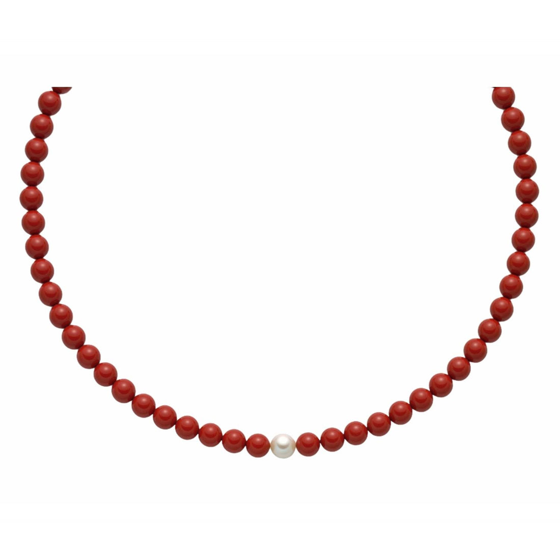 Collana Donna Miluna Argento 925 Perle Pasta Corallo Rosso Terra Mare PCL4437