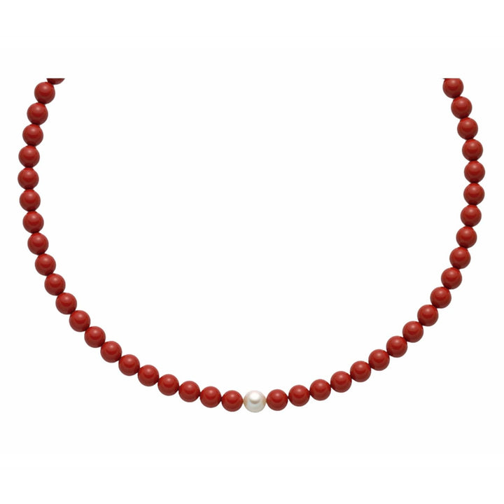 Collana Donna Miluna Argento 925 Perle Pasta Corallo Rosso Terra Mare PCL4437