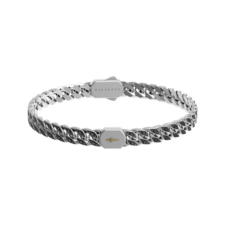 Bracciale Uomo Cesare Paciotti Argento Catena Groumtte Spinelli Neri JPBR5039B