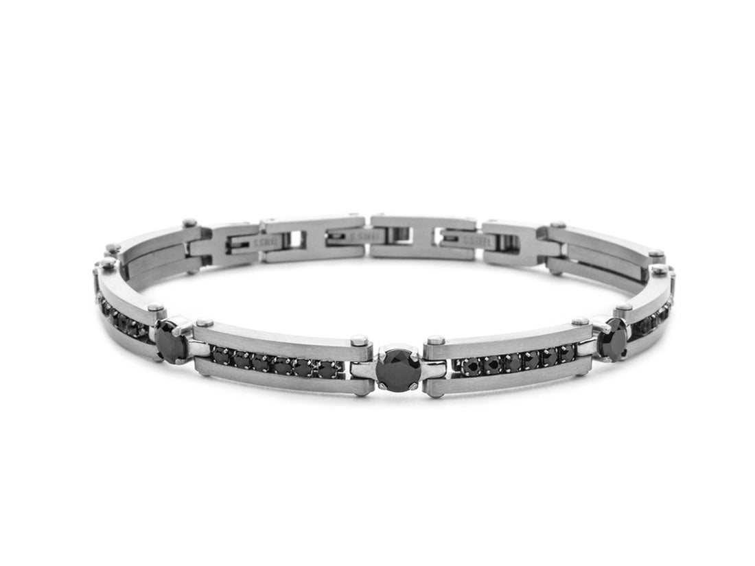 Bracciale Uomo 4US Cesare Paciotti tipo Tennis Acciaio Zirconi Neri  4UBR7836