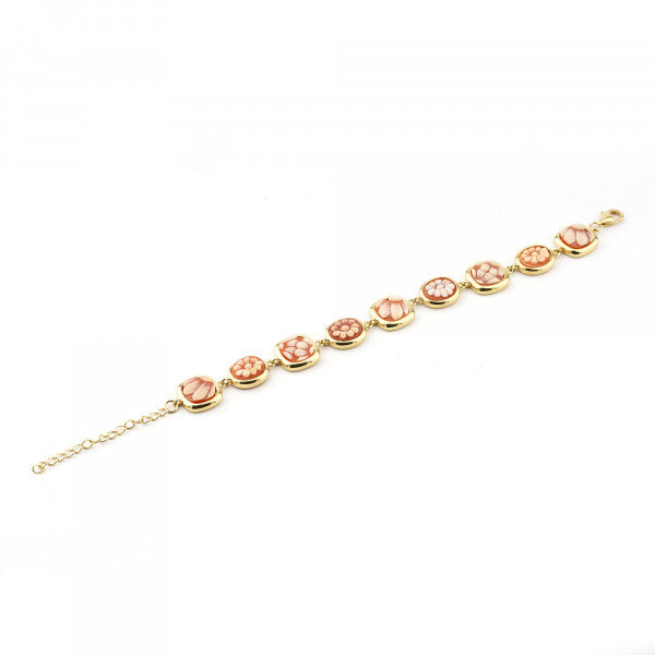 Bracciale Donna Cameo Italiano Argento Dorato 925 Fiori B19L-G