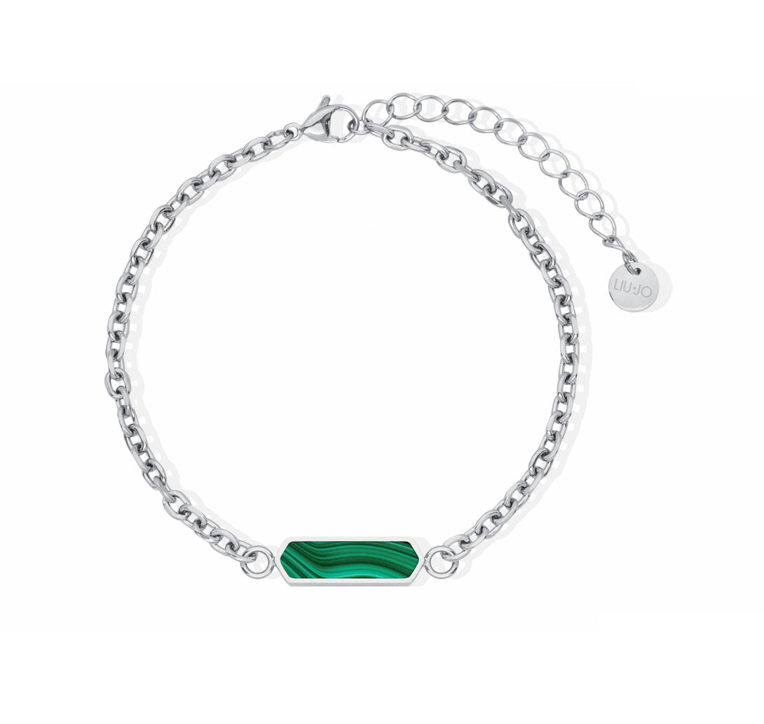 Bracciale Uomo Liu Jo Acciaio con targhetta Malachite MLJ601