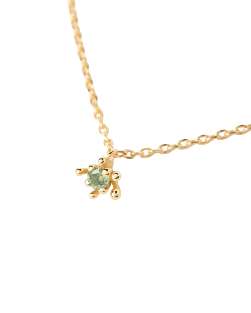 Collana Donna PDPaola Argento 925 Dorato Punto Luce Zircone Verde CO01-961-U