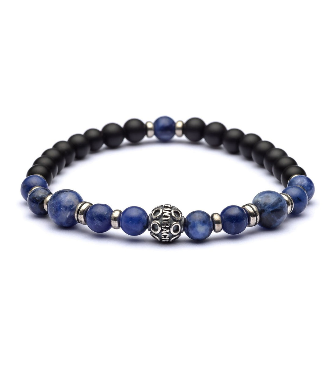 Bracciale Unisex  Antracite Con Pietre Blu 6° Ajna