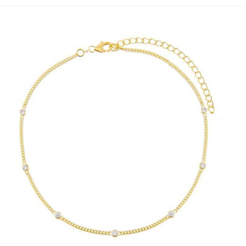 Collana Donna Laura P. Argento Dorato 925 Choker Con Zirconi Bianchi CH0060GB