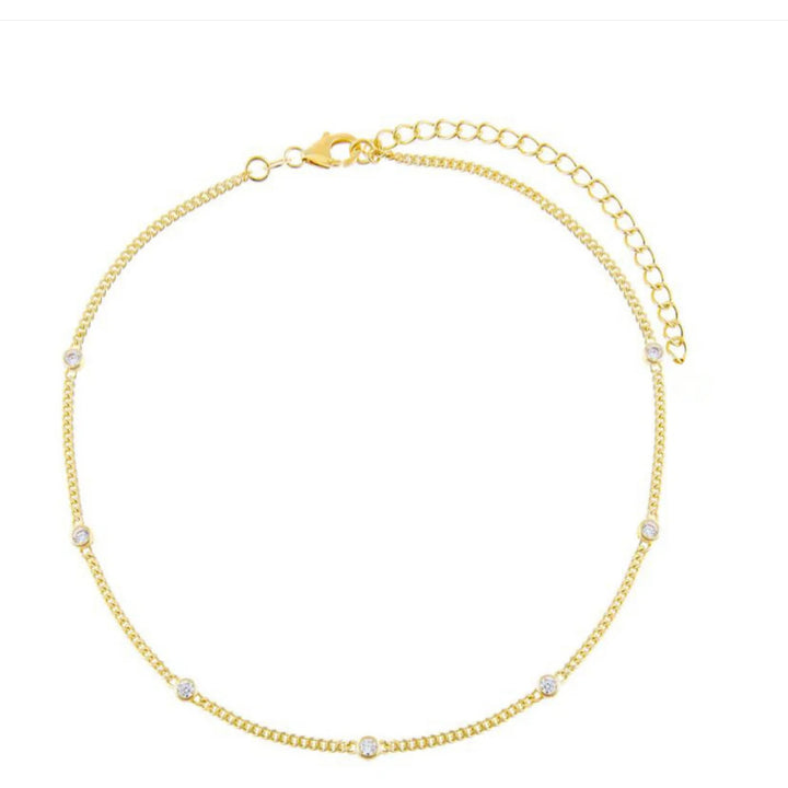 Collana Donna Laura P. Argento Dorato 925 Choker Con Zirconi Bianchi CH0060GB