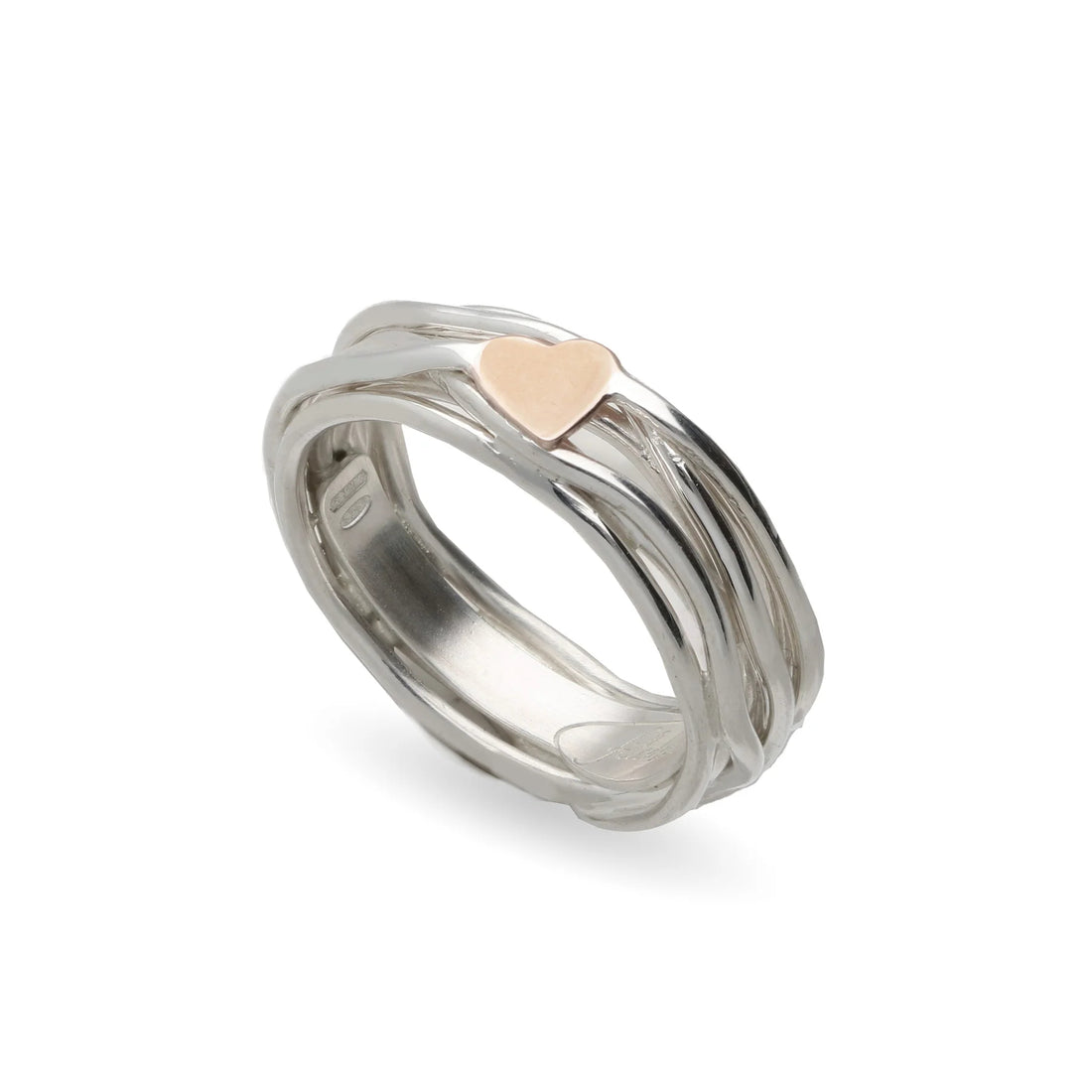 Anello Donna Filodellavita Rubinia 7 Fili Argento 925 Cuore Oro Rosa mis 14 AN324AR