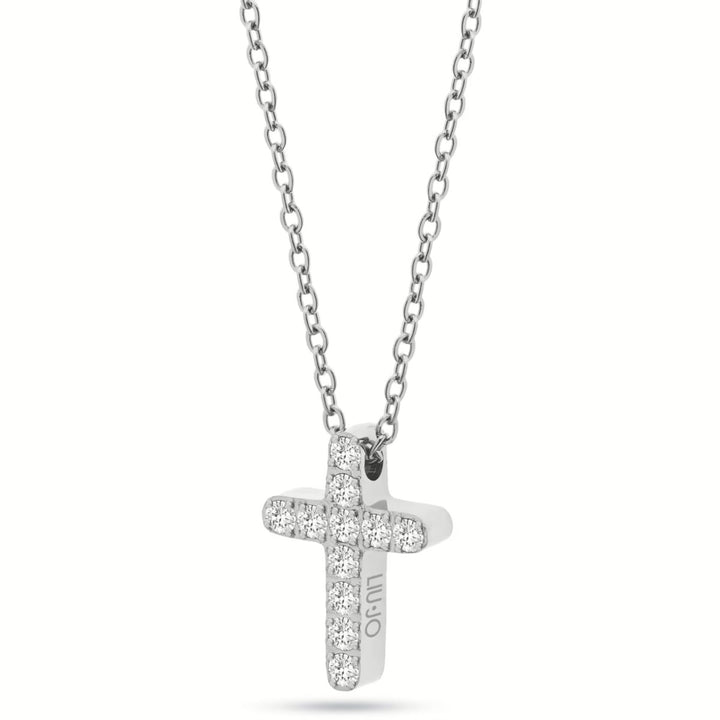 Collana Donna Liu Jo Acciaio Lucido Croce Zirconi Bianchi LJ2707