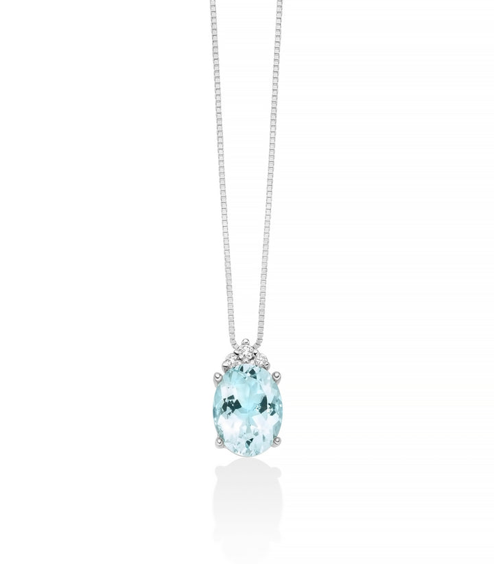 Collana Donna Miluna Acquamarina Ovale e Diamanti CLD4725