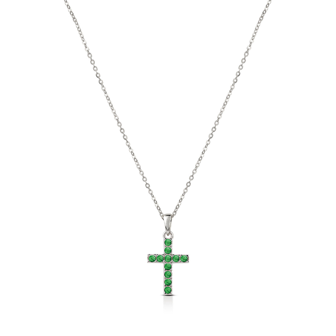 Collana Donna Kulto Argento 925 Croce Media Zirconi Verdi K925-174-2800