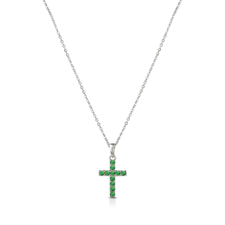 Collana Donna Kulto Argento 925 Croce Media Zirconi Verdi K925-174-2800