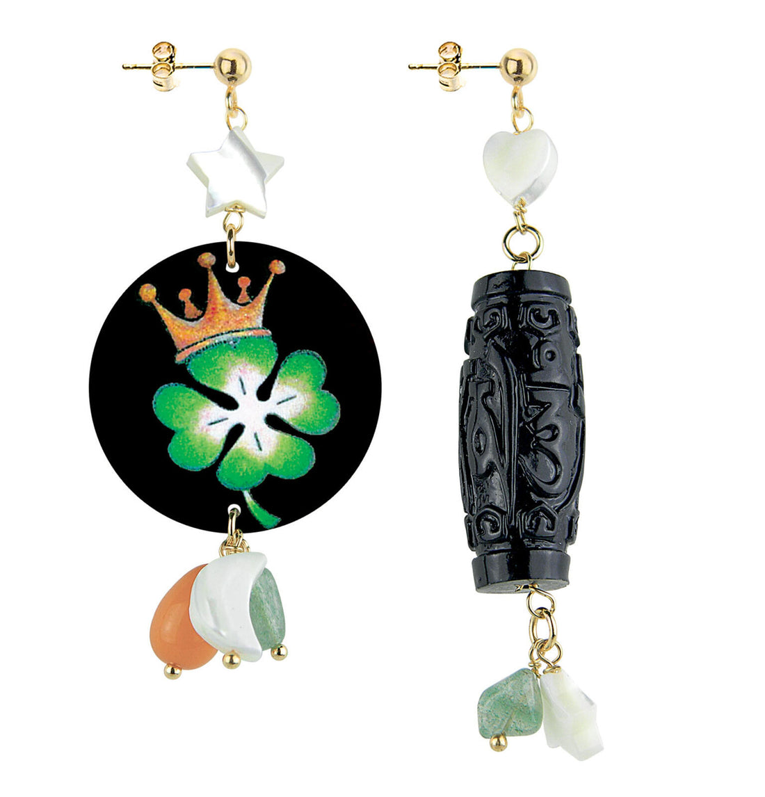 Orecchini Donna Lebole The Mini Circle Mix Match Quadrifoglio Verde MM/DP OR.13