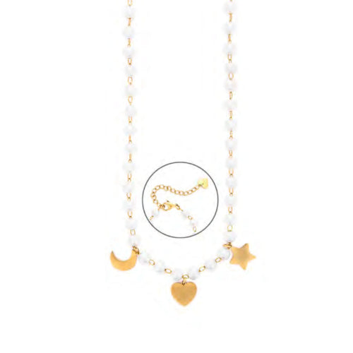 Collana Donna 4US Cesare Paciotti Acciaio Dorato Perle Cuore Stella 4UCL8118W