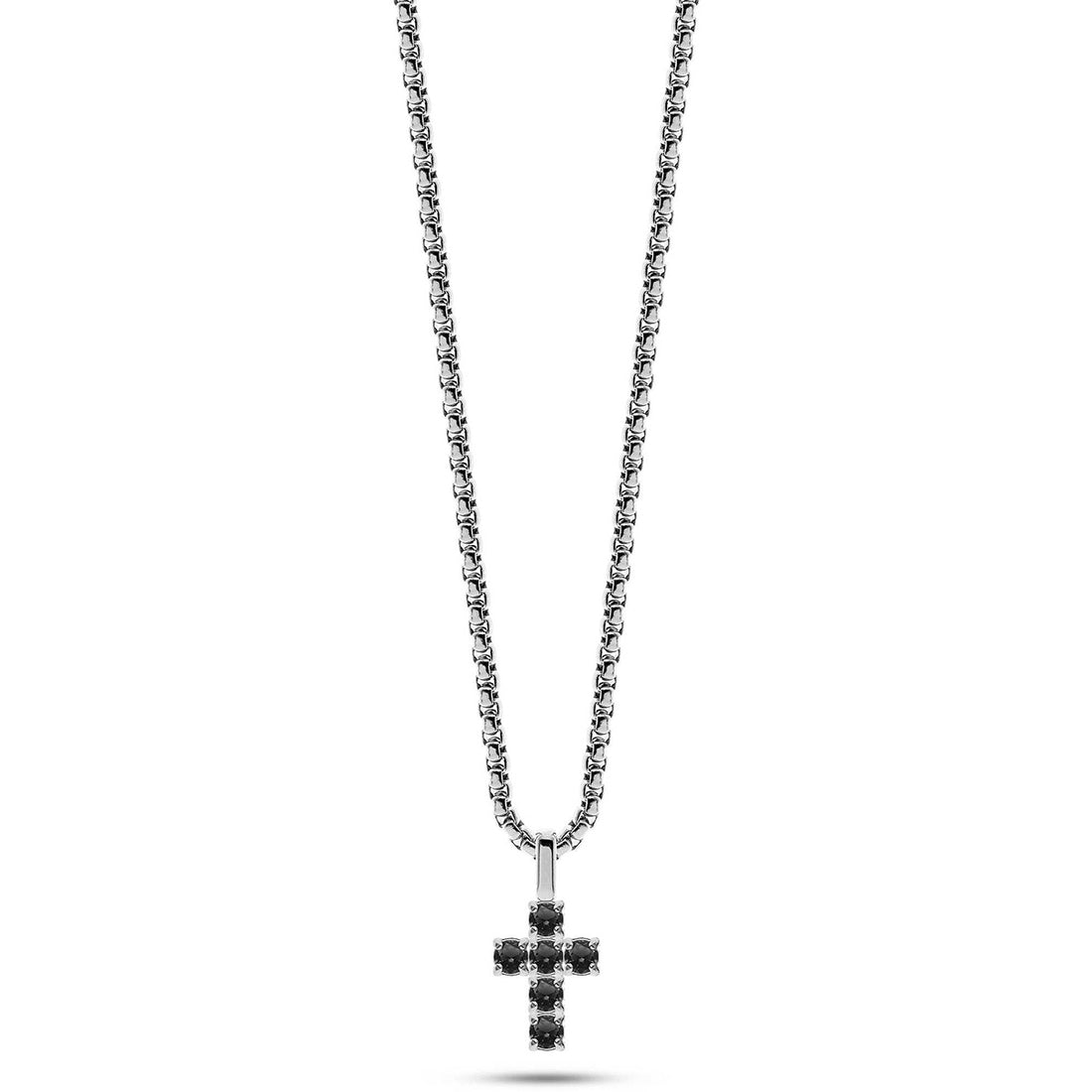 Collana Uomo Liu Jo Acciaio Croce Zirconi Neri  MLJ516