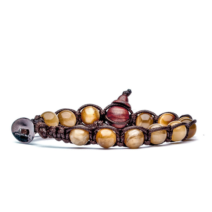 Bracciale Uomo Tamashii Pietra Occhio Di Tigre Biglie Porta Fortuna BHS900-80