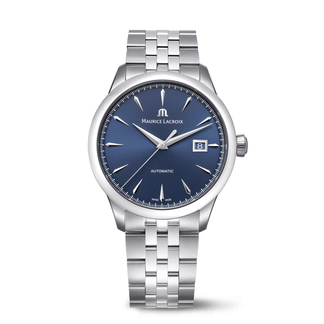 Orologio Uomo Maurice Lacroix 1975 Data Automatico Blu 756008-SS002-430-1