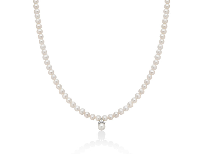 Collana Donna Miluna Filo Perle Girocollo 18 KT Diamanti PCL6601