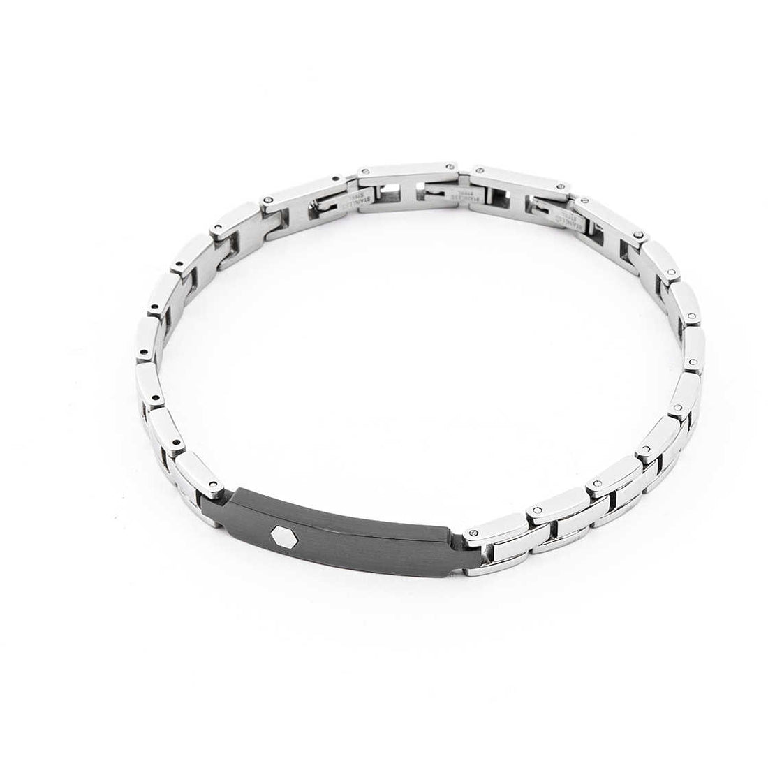Bracciale Uomo 4US Cesare Paciotti  acciaio con maglie ceramica nera 4UBR4135