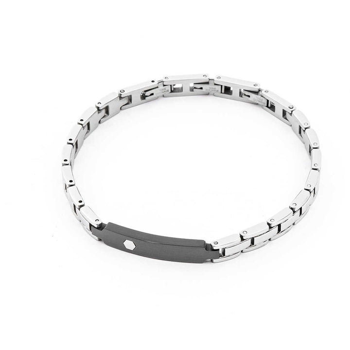Bracciale Uomo 4US Cesare Paciotti  acciaio con maglie ceramica nera 4UBR4135