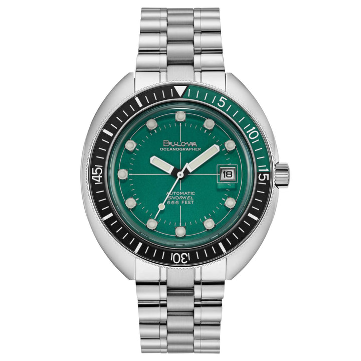 Orologio Uomo Bulova Automatico Oceangrapher Acciaio Snorkel Verde Nero 96B322