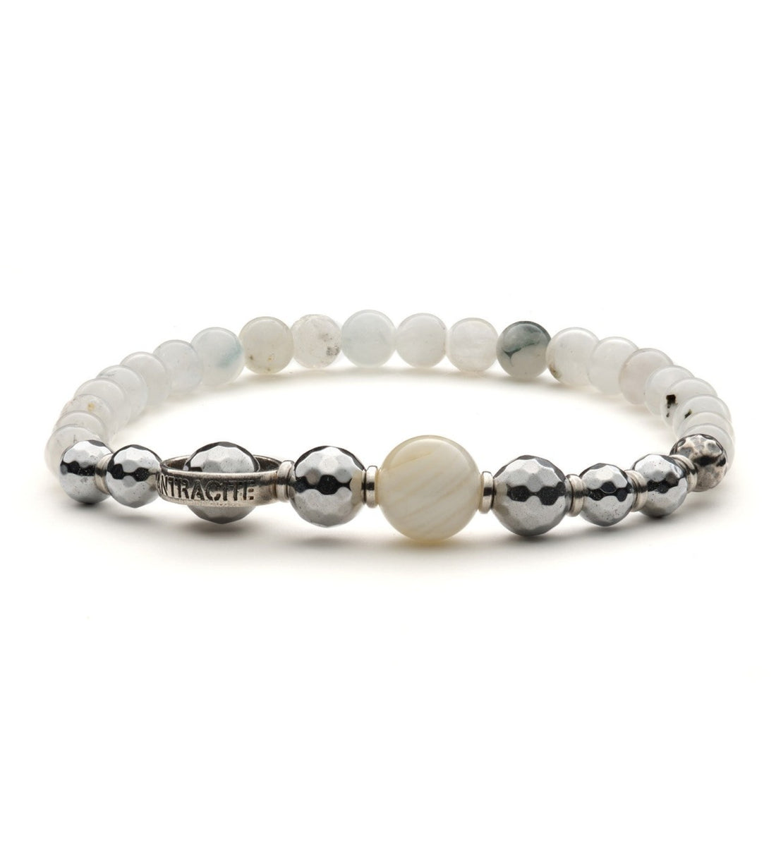 Bracciale Uomo Antracite Con Pietre Bianche Luna