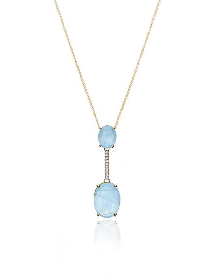 Collana Donna Nanis Oro Giallo 18 KT Pendente Diamanti Acquamarina CS6-596-GG-IN