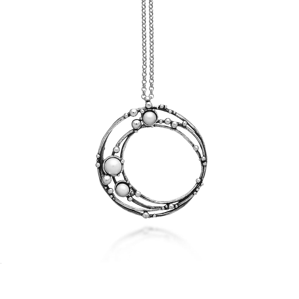 Collana Donna Giovanni Raspini Argento 925 Ciondolo Astra Cerchio Perle 11032