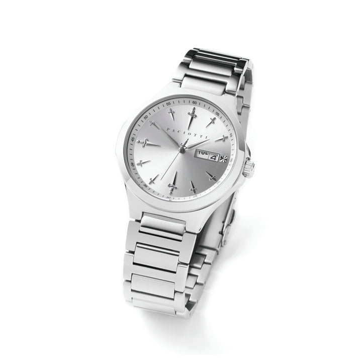 Orologio Uomo Cesare Paciotti Acciaio Quarzo Solo Tempo Doppia Data Bianco TSST215