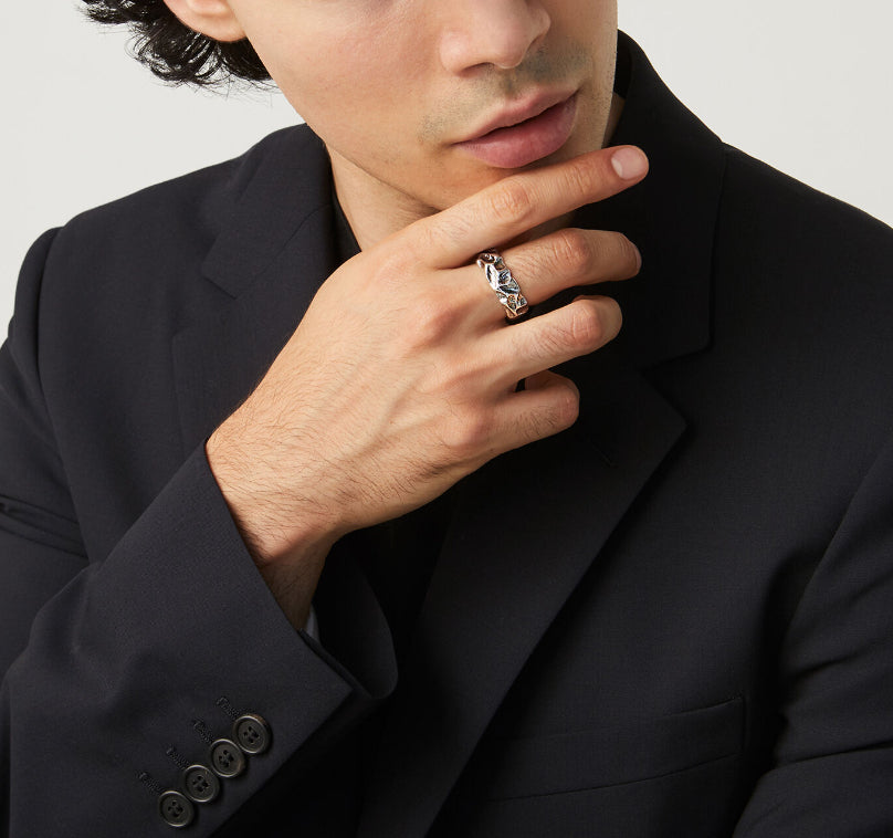 Anello Uomo Giovanni Raspini Argento 925 Fascia Crateri Lunari 11324/22