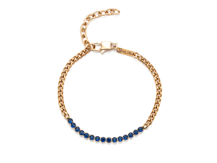 Bracciale Uomo 4US Cesare Paciotti Tennis Catena Acciaio Rosè Zirconi Blu 4UBR5604