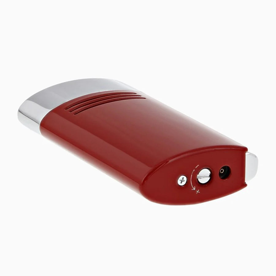 Accendino Uomo Dupont Acciaio Smalto Rosso Fuoco Oversize Fiamma Gas 020703