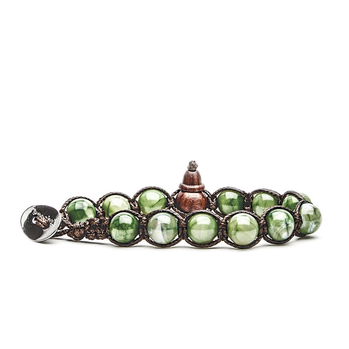 Bracciale Uomo Tamashii Pietra Agata Verde Menta Sfumato Porta Fortuna BHS900-209