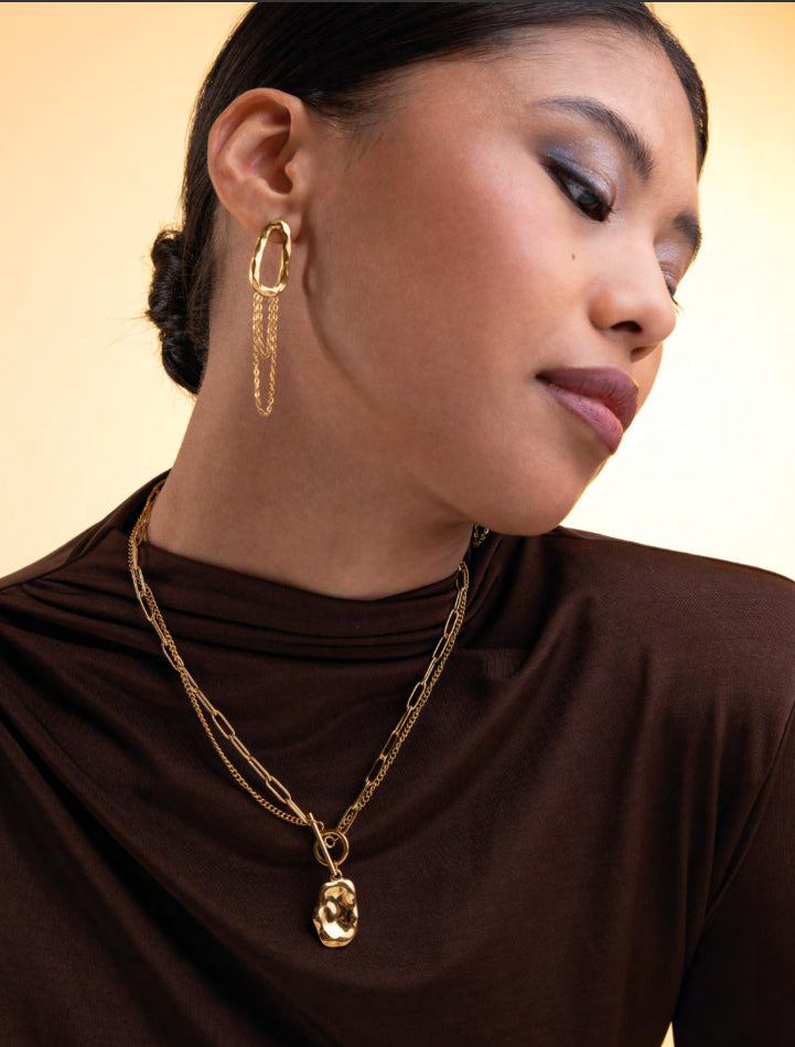 Collana Donna 4US Cesare Paciotti Acciaio Dorato Schiacciata 4UCL8089W