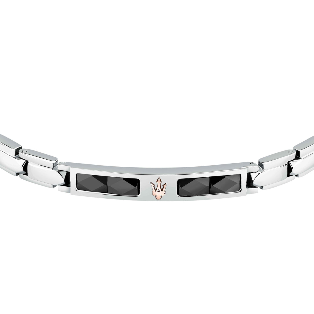 Bracciale Uomo Maserati Acciaio Ceramica Nera Logo Tridente JM224ATZ40
