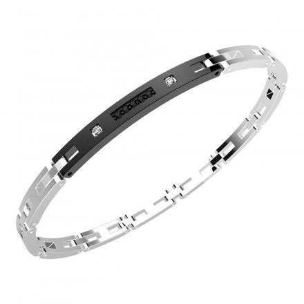 Bracciale Uomo Zancan Acciaio Zirconi Neri EHB104