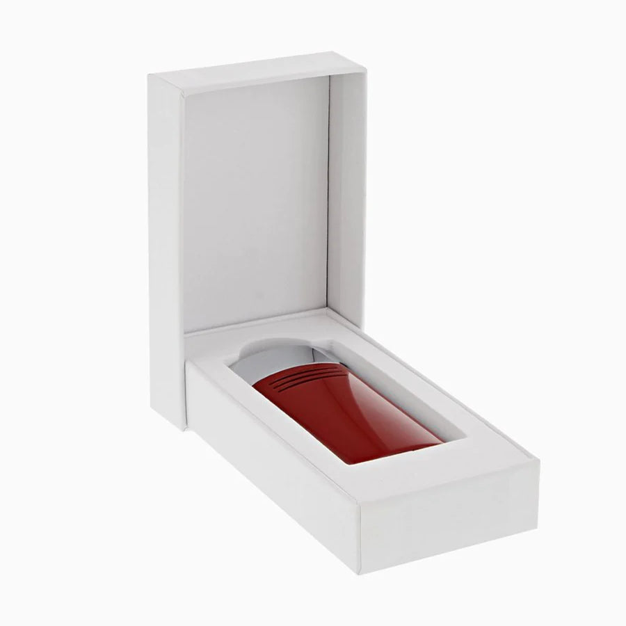 Accendino Uomo Dupont Acciaio Smalto Rosso Fuoco Oversize Fiamma Gas 020703