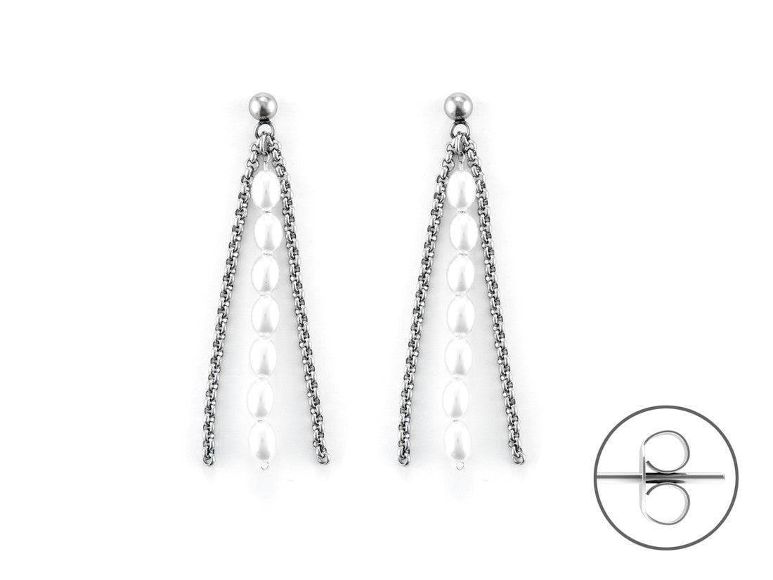 Orecchini Donna 4US Cesare Paciotti Acciaio Catena Perle 4UOR6466W