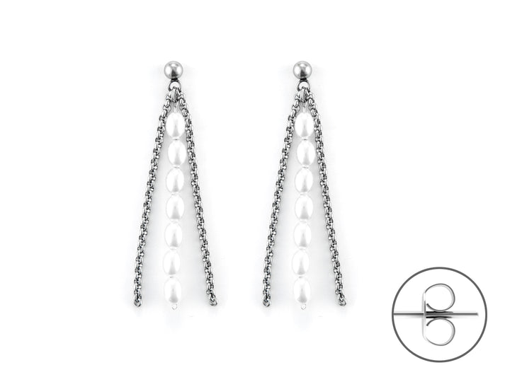 Orecchini Donna 4US Cesare Paciotti Acciaio Catena Perle 4UOR6466W