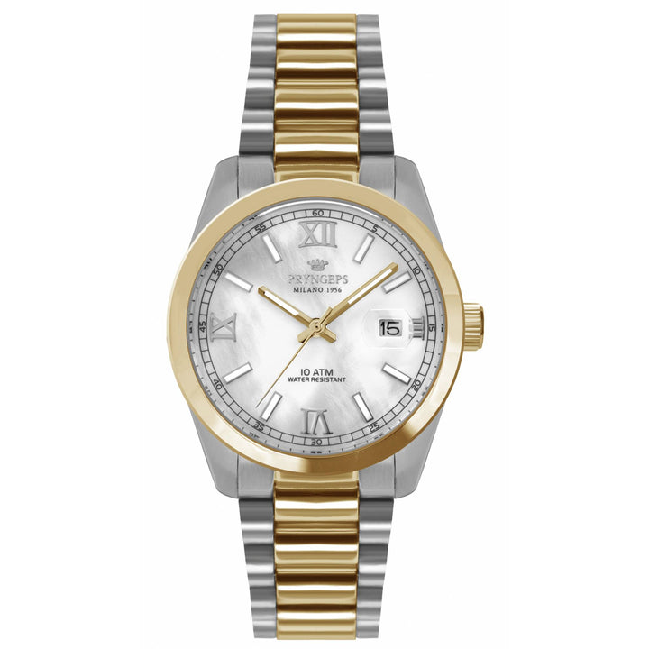 Orologio Unisex Pryngeps Quarzo Data Madreperla Acciaio Bicolore A1027/1B
