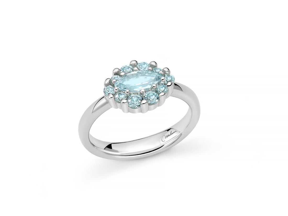 Anello Donna Miluna Gemma Del Cielo Topazio Azzurro Ovale Argento 925 LID3859
