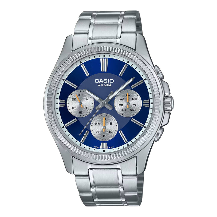 Orologio Uomo Casio Acciaio Blu Quarzo Multifunzione MTP-1375PD-2A1VEF