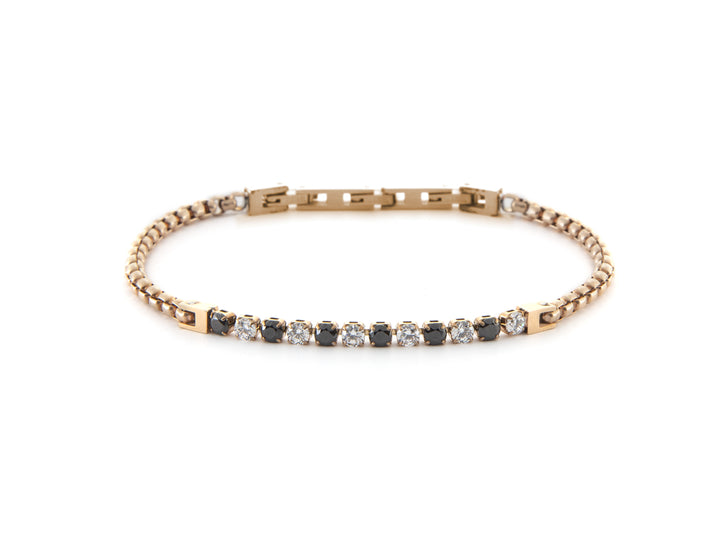 Bracciale Uomo 4US Cesare Paciotti Tennis Acciaio rosè Zirconi Neri Bianchi 4UBR6433