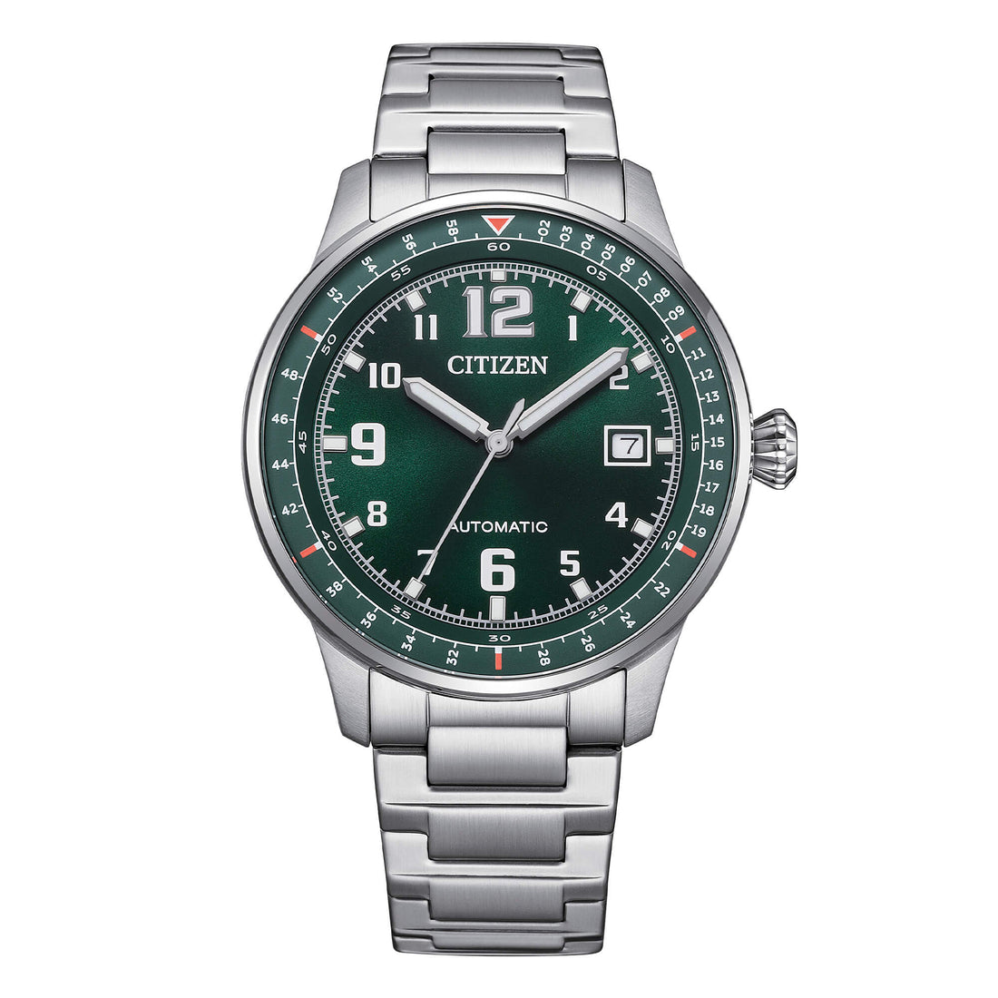 Orologio Uomo Citizen Automatico Verde Pilot Acciaio Data NJ0190-51X