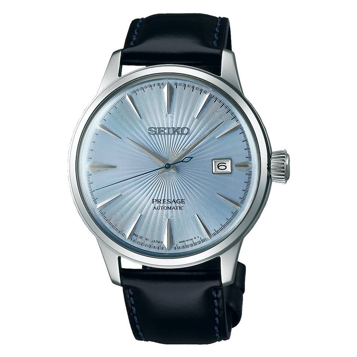 Orologio Uomo Seiko Automatico Presage Solo Tempo Pelle Azzurro SRPB43J1