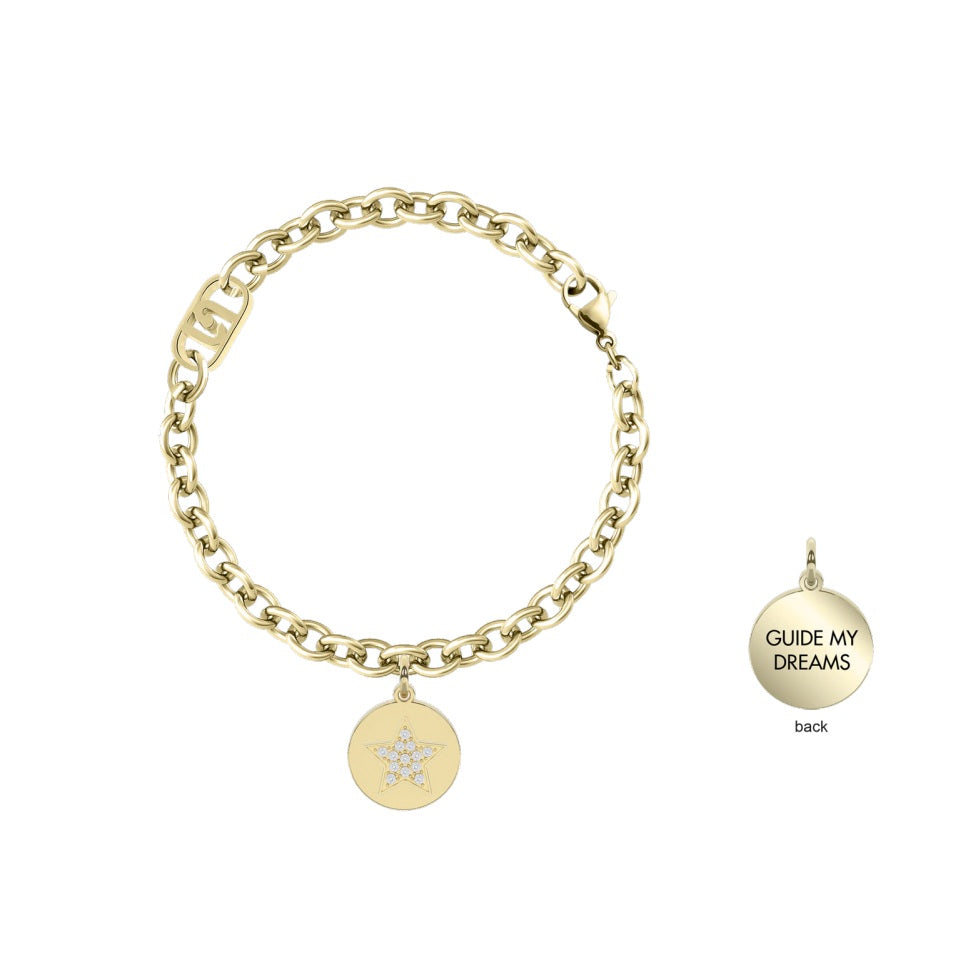 Bracciale Donna Acciaio Dorato  Liu jo ciondolo Stella Con Zirconi LJ3100