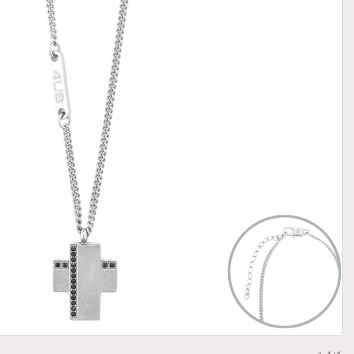 Collana Uomo 4US Cesare Paciotti Acciaio Croce Liscia Zirconi 4UCL6965