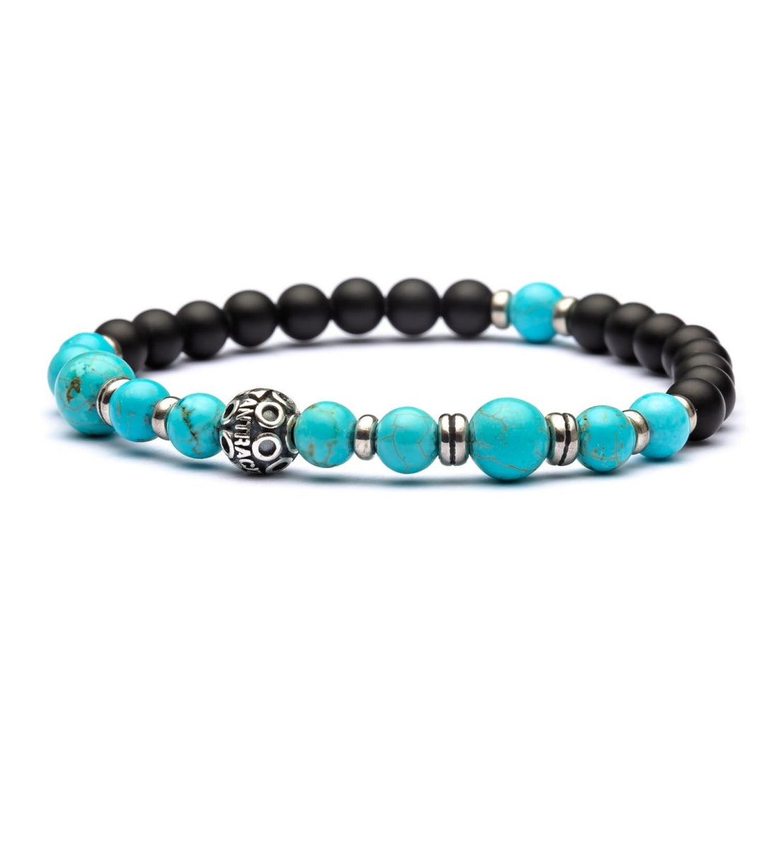 Bracciale Unisex  Antracite Con Pietre Turchese 5° Vishuddha