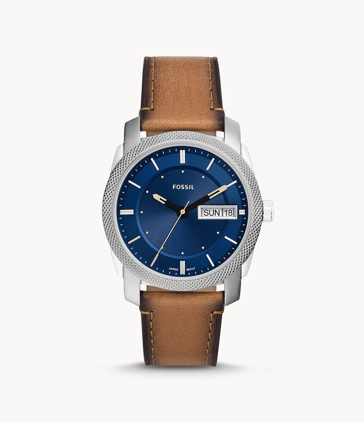 Orologio Uomo Fossil Acciaio Pelle Quarzo Solo Tempo Doppia Data FS5920