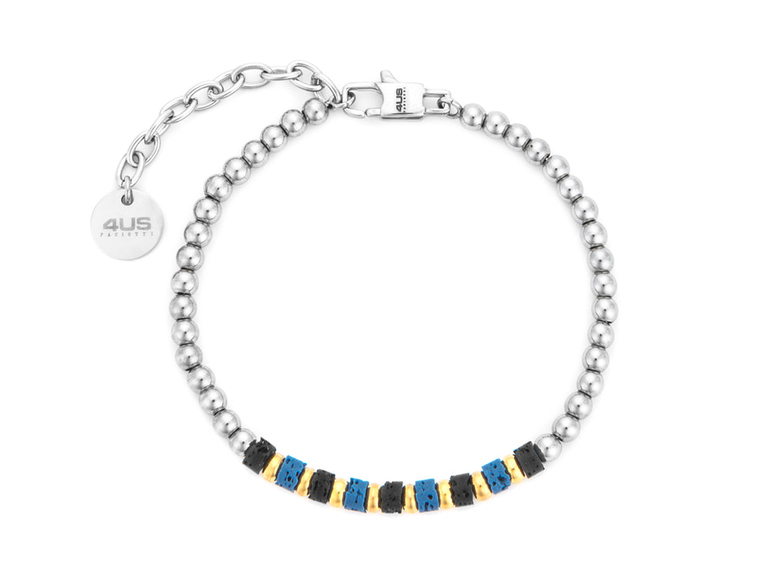 Bracciale Uomo 4US Cesare Paciotti Acciaio Biglie di Pietra lavica 4UBR7811