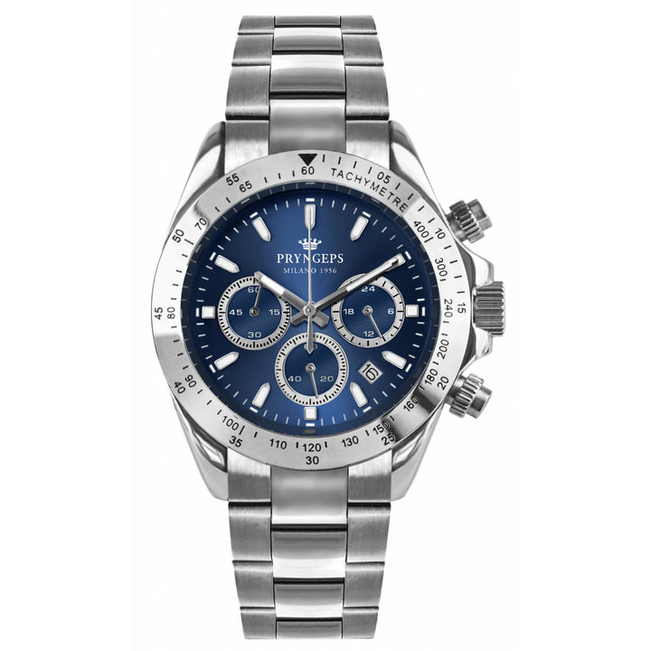 Orologio Uomo Pryngeps Quarzo Data Cronografo Blu Acciaio CR623/1 BLU